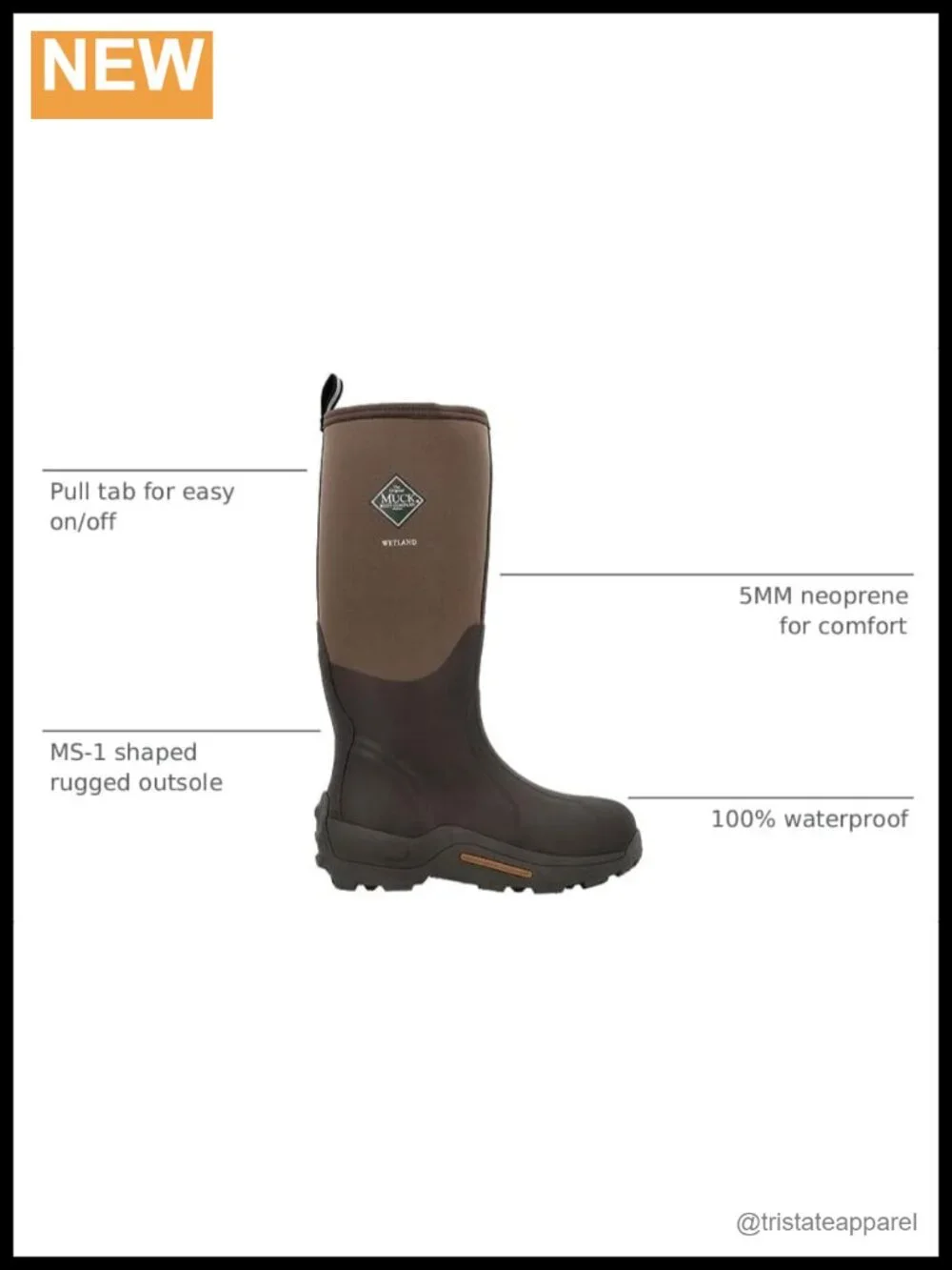 Men's Wetland Pull-On Boots, Waterproof Neoprene Hunting Boots, Mid-Calf